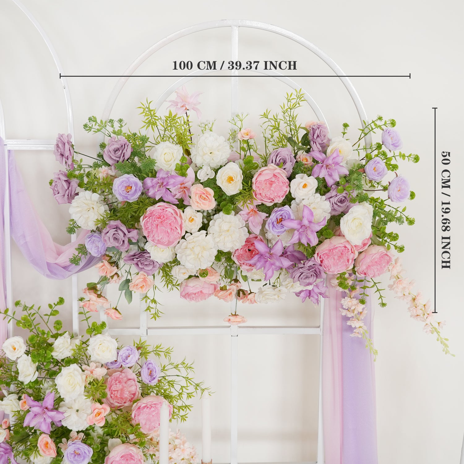 Uflower Artificial Purple Pink Wedding KT Backdrop Flower Row Decor